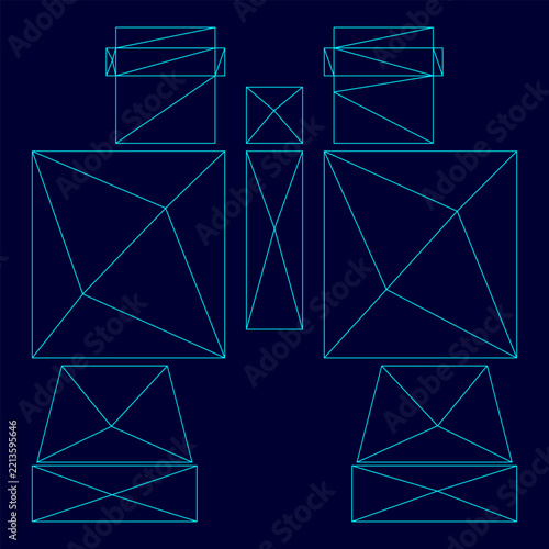Binocular pair of glasses low poly triangulation triangulated polygonal electric cyan blue vibrant aqua neon color vector illustration image outline contour line