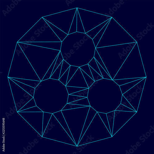 Symbol deaf-mute or workgroup low poly triangulation triangulated polygonal electric cyan blue vibrant aqua neon color vector illustration image outline contour line