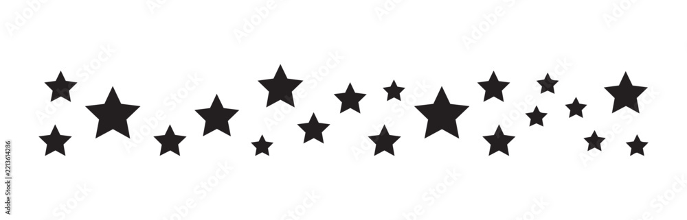 Obraz premium Black Star Border Silhouette Vector Frame and Horizontal Banner Isolated on White Background