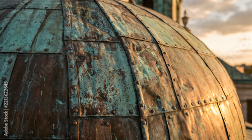 Ramadan copper dome architecture at sunset