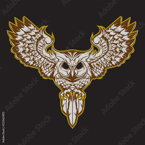 gold majestic owl, icon logo vector