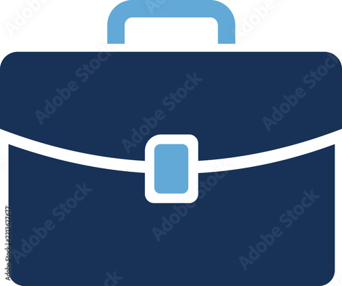 Flat vector icon of a professional business briefcase with handle and secure locking mechanism