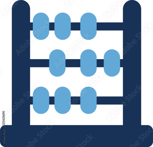 Flat vector icon of a traditional manual abacus for mathematical calculation