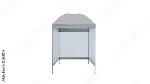 White outdoor promotional canopy tent isolated on transparent background commercial market stall mockup.
