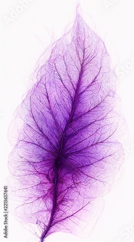 Purple Leaf Skeleton Silhouette on White Background