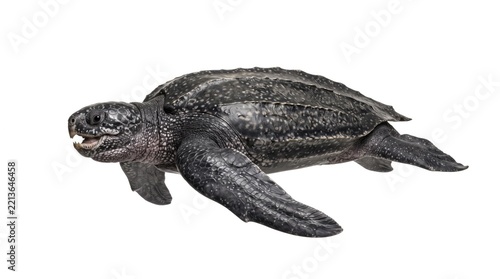 Leatherback turtle swimming in clear water