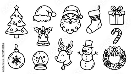 Christmas Holiday Celebration Design with Santa Claus, Gift Box and Festive Elements