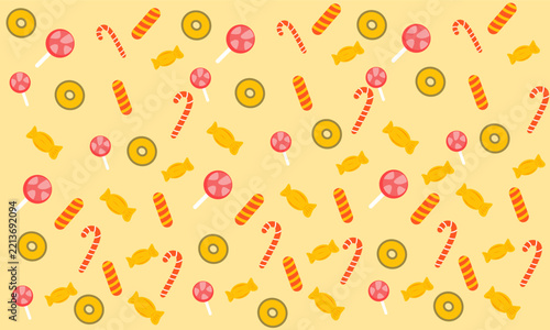 Colorful candy-themed graphic celebrating halloween party with festive sweets