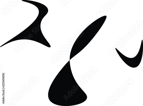 Abstract Black Organic Shapes Isolated on White Background for Modern Graphic Design