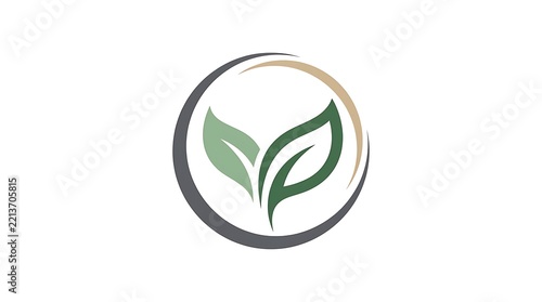 Minimalist green leaf logo icon for wellness and sustainable branding