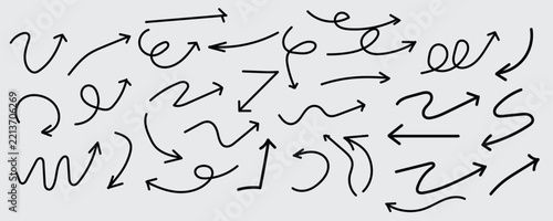 Hand drawn doodle arrows set