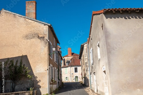 view of a street of traditional french houses in Montmorillon France
