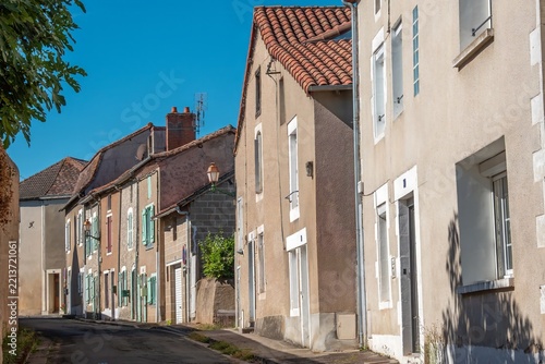 view of a street of traditional french houses in Montmorillon France