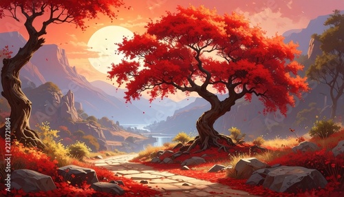 sunset in the mountains