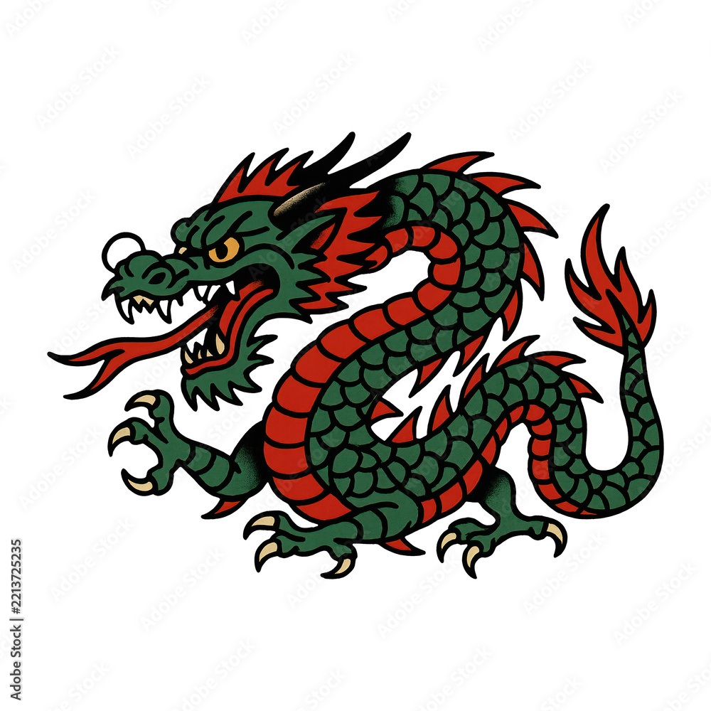 Naklejka premium PNG Fierce mythical dragon illustration.