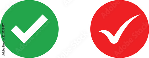 Green check mark and red cross mark symbols in circles for approve and reject choices
