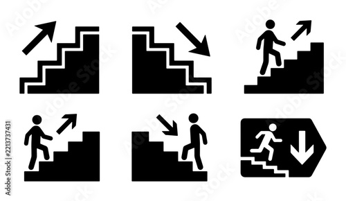 Stairs and exit signs silhouette for signage or logo