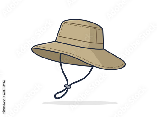Fotografie Wide-brimmed safari hat with chin strap