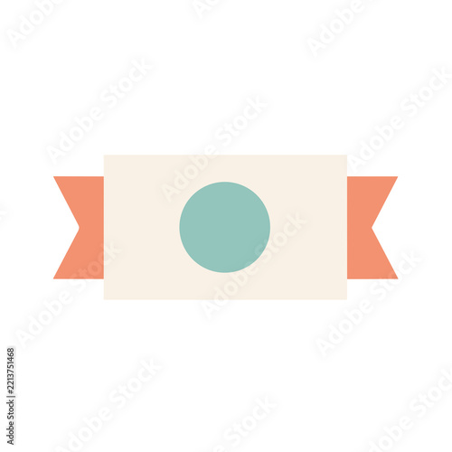 Geometric ribbon with circle and flag shapes
