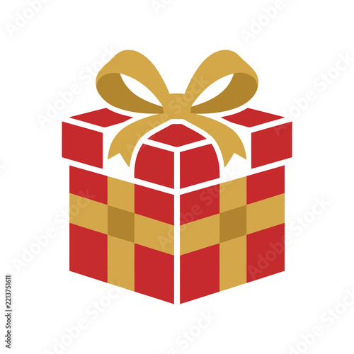 Red and gold gift box with ribbon and bow