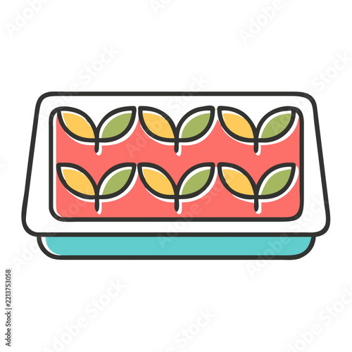 Hydroponic tray with plants growing in a vibrant design
