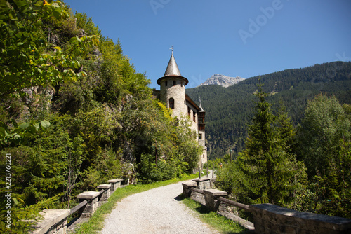 Nassereith, Austria; August 1, 2026: Schloss Fernstein, a 14th-century castle in Tyrol, Austria. Via Claudia Augusta cycling route.