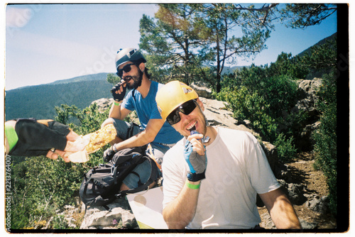 Friends Enjoysnack Break After climbing