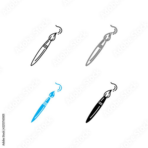 Paintbrush Icon Set in Line and Solid Styles