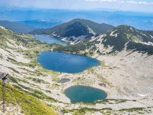 View of mountains and Kremensky lakes from Dzhano in Bulgaria