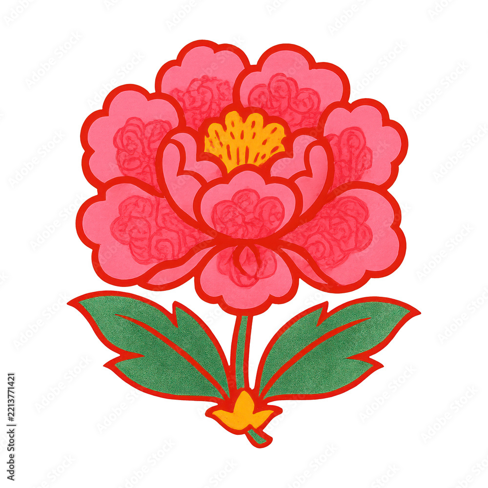 Fototapeta premium PNG Vibrant floral illustration with leaves