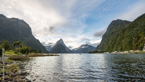 Mitre Peak, fjord landscape at Milford Sound, Fiordland National Park, Te Anau, Southland, South Island, New Zealand