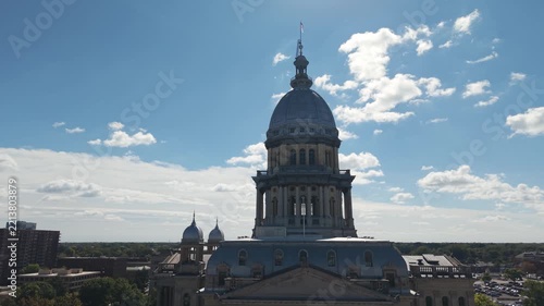  Illinois State Capitol drone close up