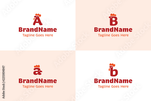 Letter A and B Friendly Chicken Logo Set, symbolizing warmth, friendliness, and cheerful energy