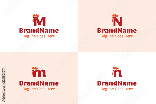Letter M and N Friendly Chicken Logo Set, symbolizing warmth, friendliness, and cheerful energy