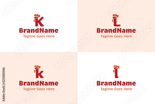Letter K and L Friendly Chicken Logo Set, symbolizing warmth, friendliness, and cheerful energy