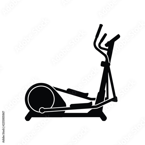 Elliptical Trainer Silhouette Black Vector Gym Fitness Icon Isolated