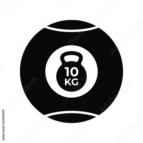 Medicine Ball 10KG Weight Silhouette Black Vector Fitness Icon