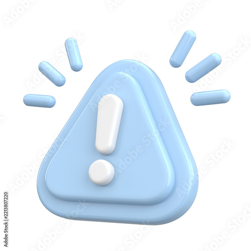 Warning sign. Exclamation mark. 3D illustration.