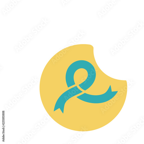 Teal ribbon on yellow circle