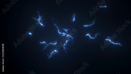 Electric Blue Lightning Sparks and Energy Arcs on Dark Background, 30fps, 4K