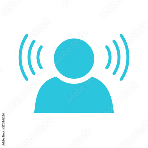 Listen Icon, Isolated on white, Blue Icon