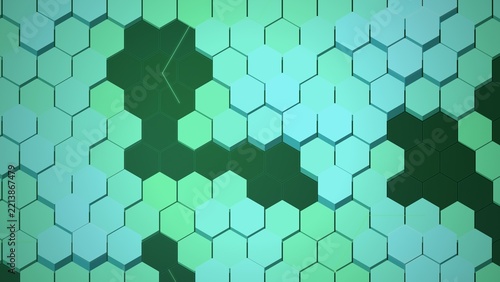 Green Hexagonal 3D Geometric Pattern