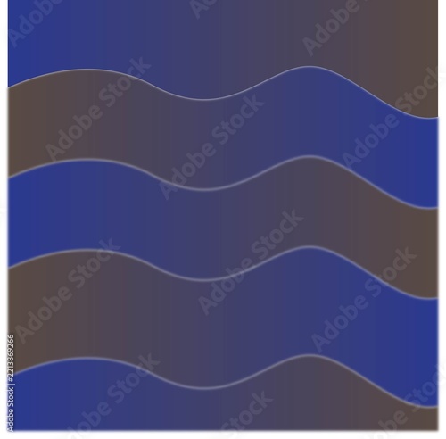 Abstract wavy lines pattern in shades of blue and brown isolated on transparent background