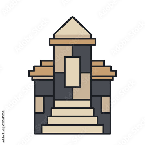 Stylized building illustration with steps