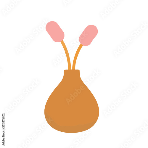 Vase with pink flower buds