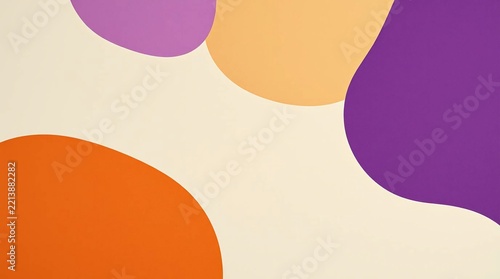 Bold Organic Blob Background: Purple Orange Cream Minimalist Boho Pattern