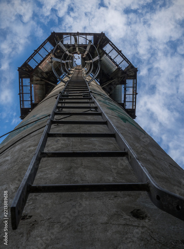 ladder on an industrial chimney