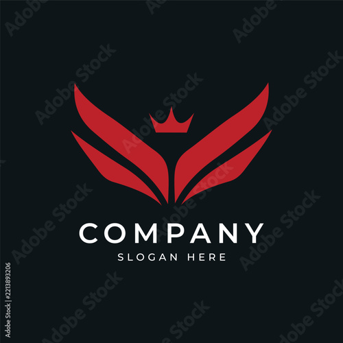 Red Winged Crown Logo Design