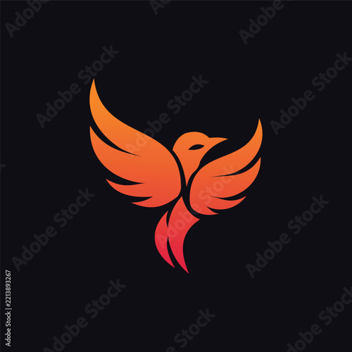 Stylized Orange Bird Logo Graphic