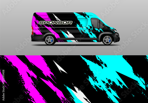 Van wrap design abstract background vector